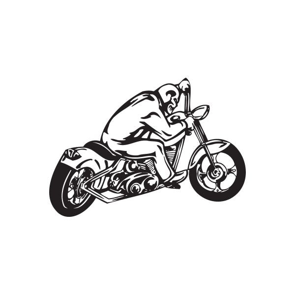 Chopper wall decal vinyl of a black biker on a motorcycle