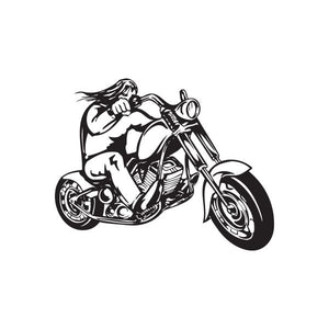 Motorcycle wall decal: black rider on sport bike vinyl sticker