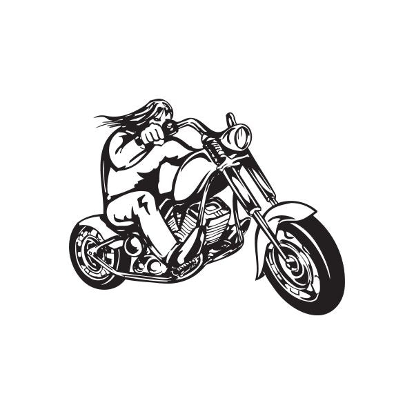 Motorcycle wall decal: black rider on sport bike vinyl sticker