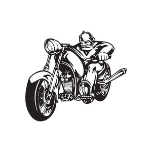 Motorcycle chopper rider vinyl wall decal, black outlined design