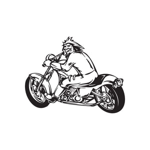 Wall decal vinyl of black chopper motorcycle with rider
