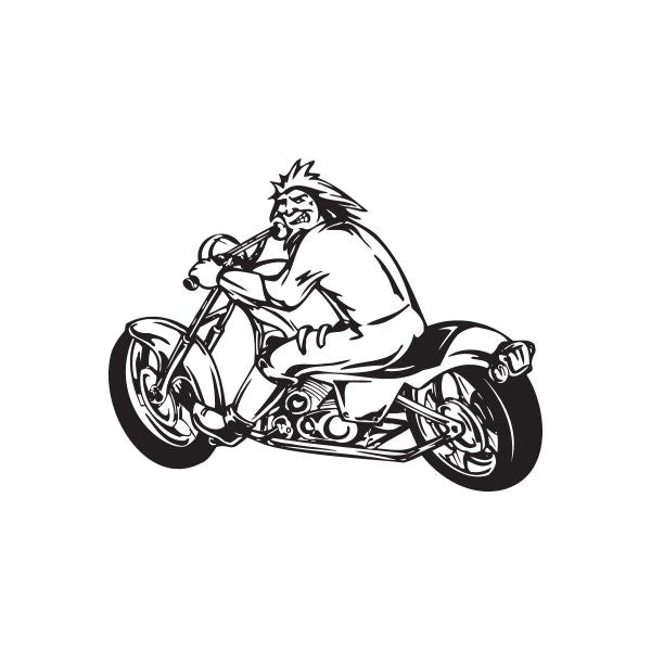 Wall decal vinyl of black chopper motorcycle with rider