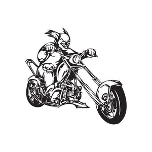 Chopper wall decal: black outline rider on chopper motorcycle.