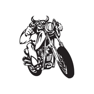Black chopper motorcycle rider vinyl wall decal, bold outline