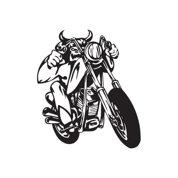 Black chopper motorcycle rider vinyl wall decal, bold outline