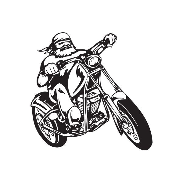 Black chopper motorcycle vinyl wall decal with bold graphic styling