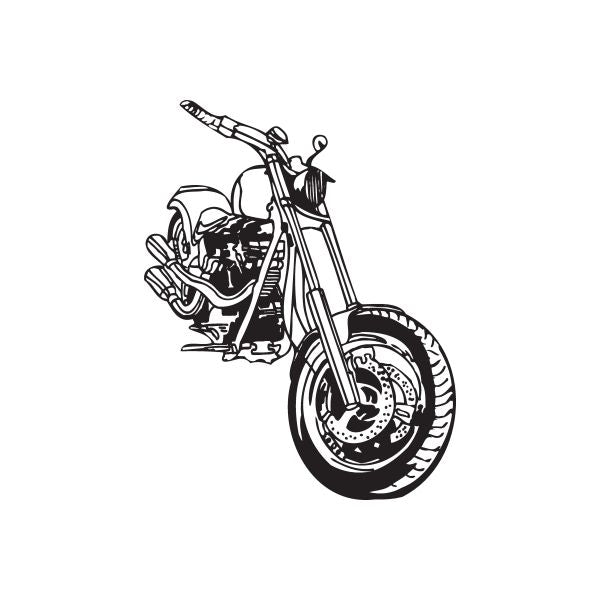 Motorcycle wall decal vinyl sticker, black line art chopper style