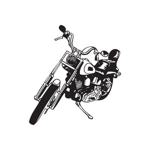 Motorcycle chopper wall decal, black silhouette of rider and bike