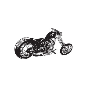 Black chopper motorcycle wall decal with detailed engine and front wheel