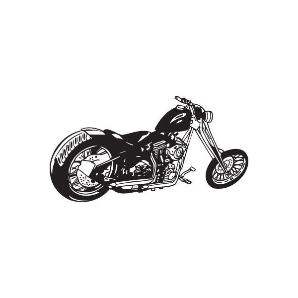 Black chopper motorcycle wall decal with detailed engine and front wheel