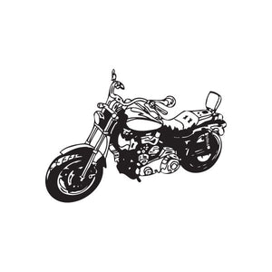 Motorcycle wall decal vinyl sticker with chopper bike silhouette in black outline