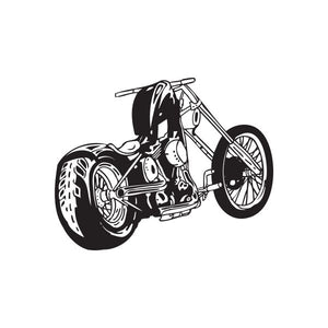 Chopper wall decal vinyl sticker, black and white motorcycle silhouette with details