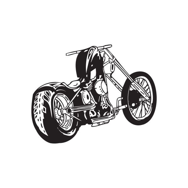 Chopper wall decal vinyl sticker, black and white motorcycle silhouette with details