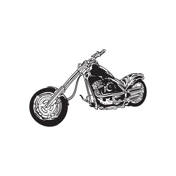 Motorcycle vinyl wall decal, black and white chopper design