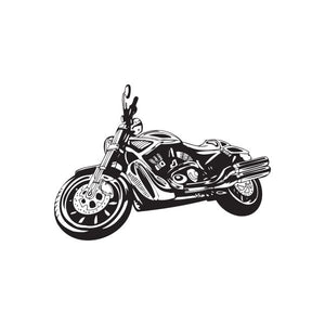 Motorcycle wall decal, black and white chopper line art, vinyl sticker