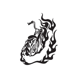 Chopper vinyl wall decal, black flames and helmet-style graphic