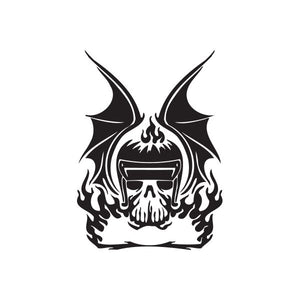 Skull and flame chopper wall decal in black vinyl