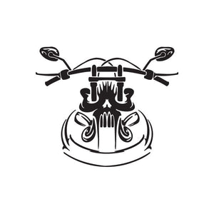 Chopper motorcycle vinyl wall decal, black emblem with handlebars and engine
