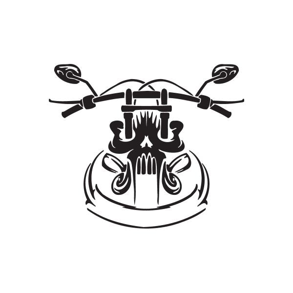 Chopper motorcycle vinyl wall decal, black emblem with handlebars and engine