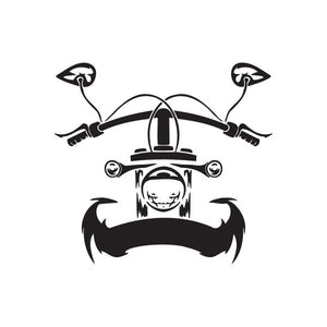 Motorcycle chopper wall decal vinyl with front fairing and two side handlebars