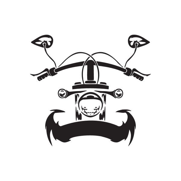 Motorcycle chopper wall decal vinyl with front fairing and two side handlebars