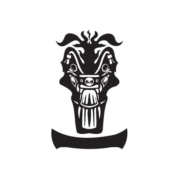 Skull chopper head vinyl wall decal with flames and banner
