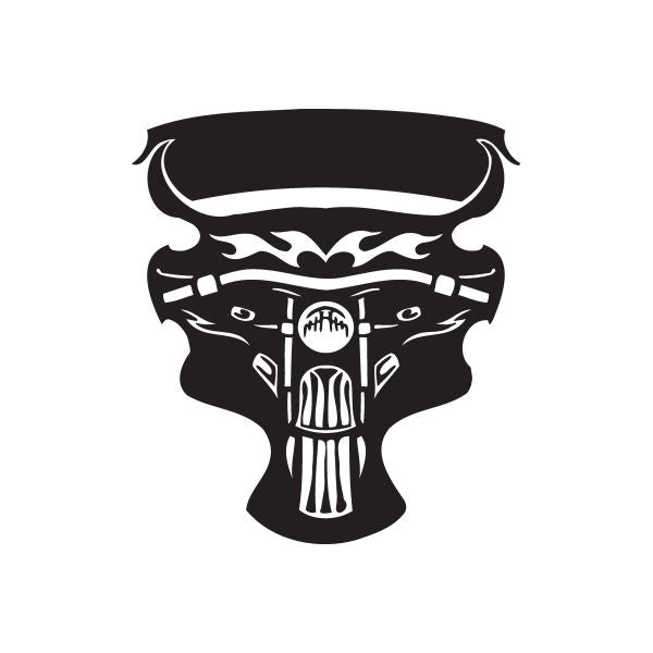Black vinyl wall decal with stylized skull helmet and flames