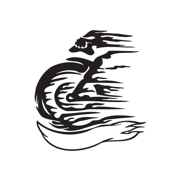 Motorcycle wall decal vinyl sticker with black chopper and flame detailing