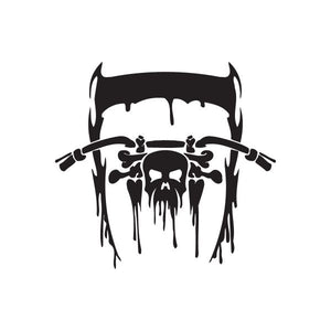 Black vinyl wall decal featuring skull with dripping paint and crossed swords