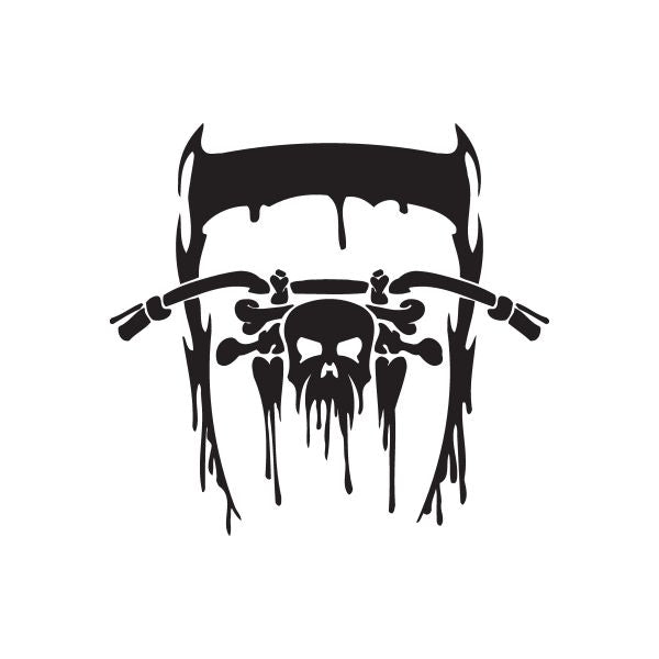 Black vinyl wall decal featuring skull with dripping paint and crossed swords
