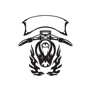 Black chopper helmet vinyl wall decal with flame graphics