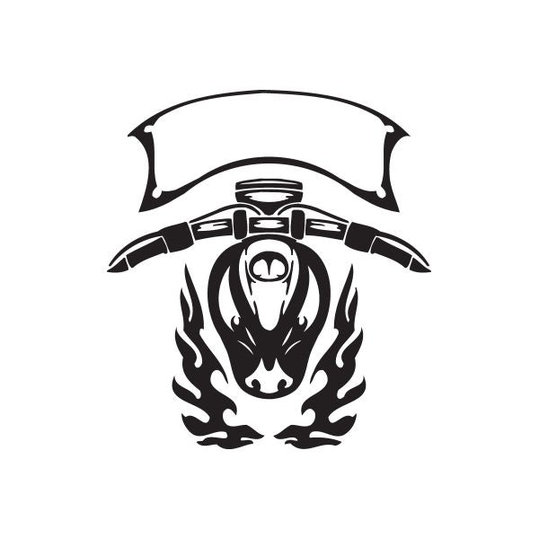 Black chopper helmet vinyl wall decal with flame graphics