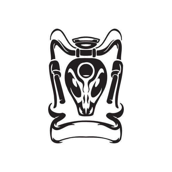 Black vinyl chopper wall decal with stylized robot skull helmet design
