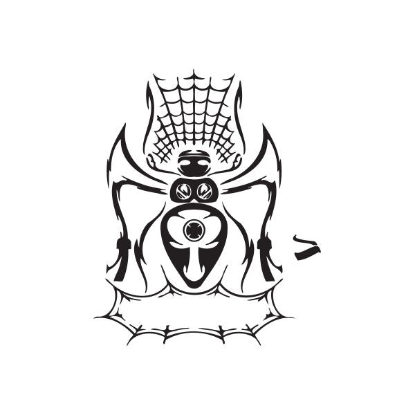Black-and-white spiked helmet character vinyl wall decal with circular emblem