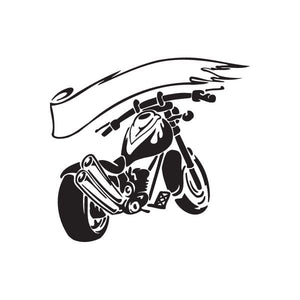 Motorcycle wall decal vinyl sticker with rider chopper silhouette, black