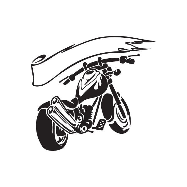 Motorcycle wall decal vinyl sticker with rider chopper silhouette, black