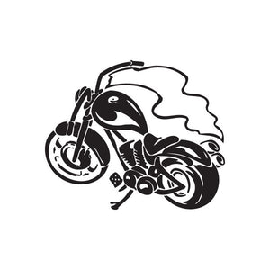Black vinyl motorcycle wall decal with stylized chopper graphic