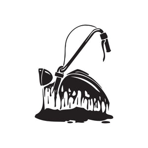 Chopper wall decal, black vinyl silhouette of a chopper motorcycle on white.