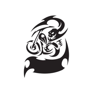 Black stylized skull-and-motorbike vinyl wall decal