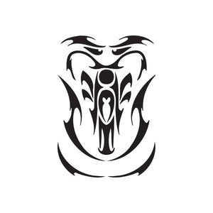 Vinyl wall decal with black tribal mouth and flame-style graphic