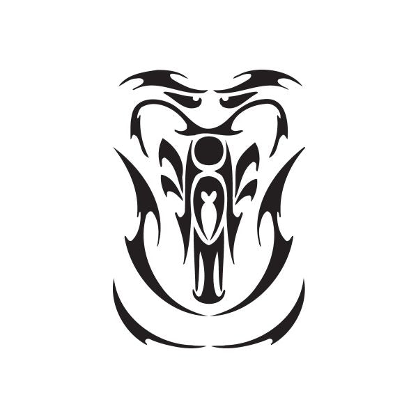 Vinyl wall decal with black tribal mouth and flame-style graphic
