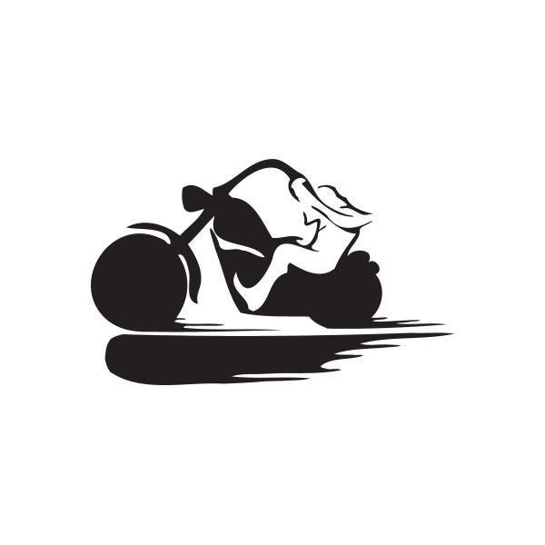 Motorcycle wall decal vinyl sticker with black chopper rider silhouette