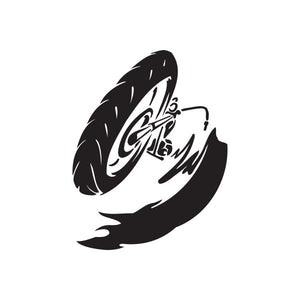 Black stylized chopper motorcycle vinyl wall decal in graffiti style