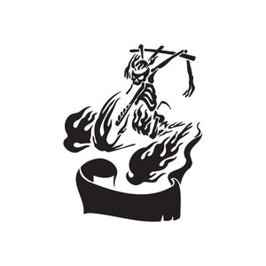 Chopper wall decal vinyl sticker with black rider and flames design