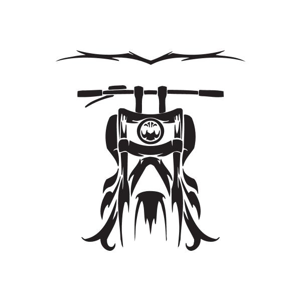 Black stylized chopper motorcycle wall decal with helmet and dripping lines