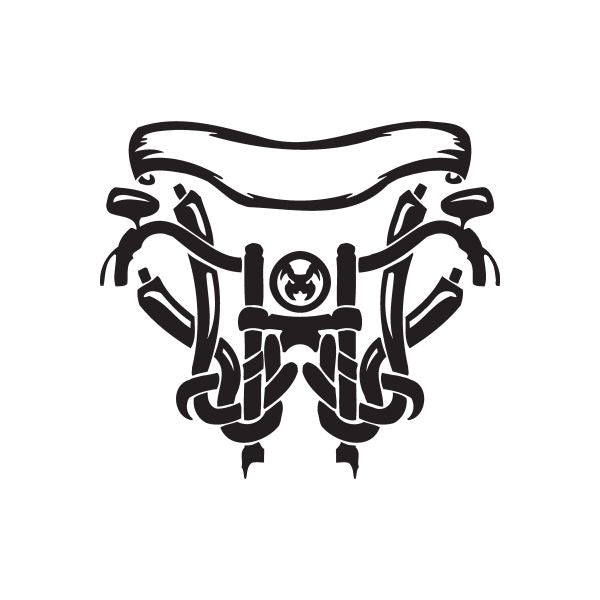 Vinyl wall decal of a black stylized helmeted face with dripping details