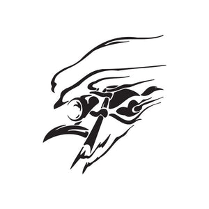 Black tribal-style chopper graphic vinyl wall decal with flame-like lines