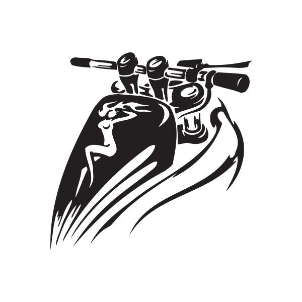 Chopper wall decal: black motorcycle with rider silhouette, bold graphic design