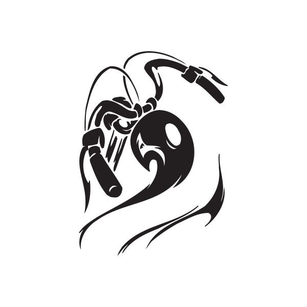 Chopper vinyl wall decal, black-and-white stylized motorcycle rider face
