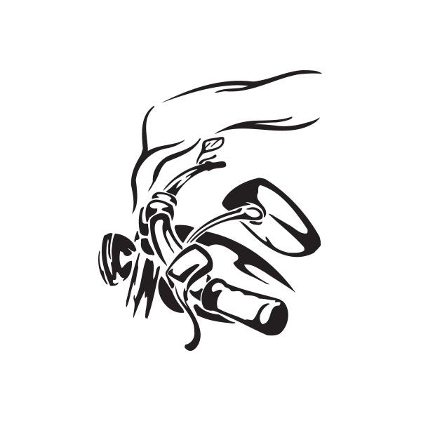 Vinyl chopper decal with black silhouette of a motorcycle in action stance